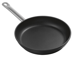 Large metal frying pan, image is taken over a white background