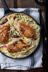 orzo with chicken, spinach and dried tomatoes