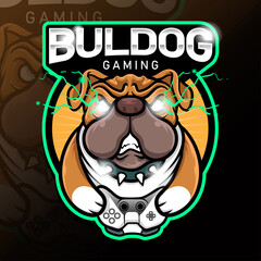 stock vector angry buldog gaming esport logo template