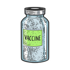 Vaccine bottle sketch raster illustration
