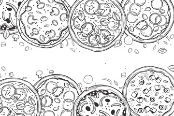 Pizza. Vector background.