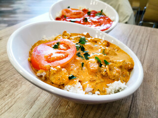 Handmade Indian curry chicken rice