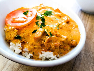 Handmade Indian curry chicken rice