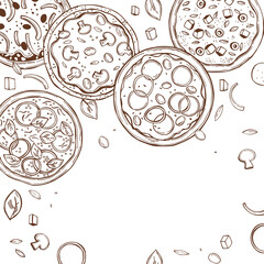 Pizza. Vector background.