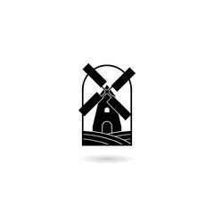 Black windmill icon with shadow