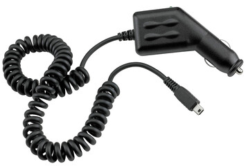 Automobile USB charger for phones, PDA, etc. isolated on the white background.