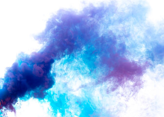 Blue and pink smoke isolated on a white