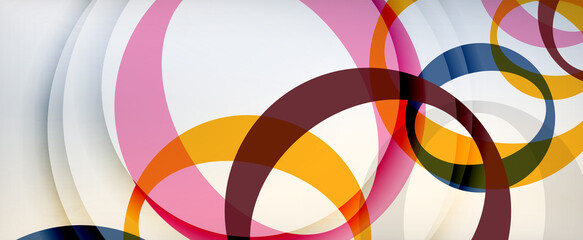Obraz premium Ring geometric shapes, o letter repetition wallpaper. Abstract background for business or technology presentations, internet posters or web brochure covers