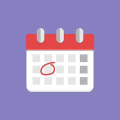 Calendar icon. Highlighted day on the calendar. Flat vector illustration