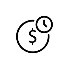 Money and time icon. Finance, business, planning, investment symbol. Vector illustration