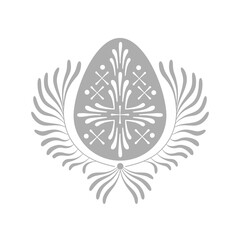 Folk art symmetrical ornament with decorated Easter egg. Vector Holy Bible cross religious motif illustration decorative design for Spring Easter greeting. 