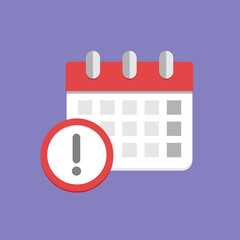 Reminder or deadline symbol. Calendar flat icon vector llustration