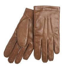 Brown  leather gloves isolated on the white background