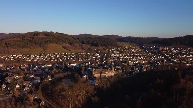 Bad Berleburg in the Siegen-Wittgenstein district - zoom in drone video