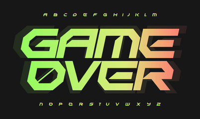 Robotic technology style alphabet. Futuristic Geometric font for modern innovation design, futuristic logo, headline, monogram, creative lettering and typography in game or cinema. Vector typographic. © artyway