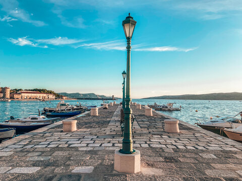 Fototapeta Pier in the harbor of the coastal town of Senj in Croatia