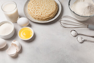 Ingredients for making pancakes for Shrovetide