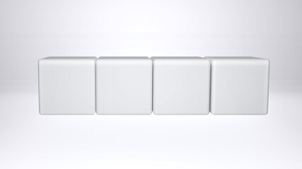 White empty cube 4 piece on white background. 3D