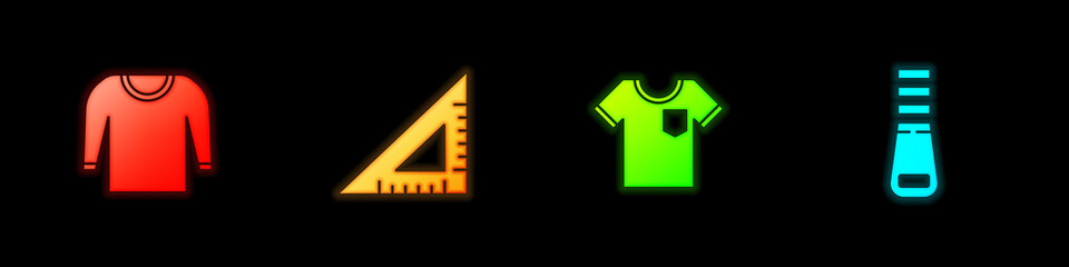 Set Sweater, Triangular ruler, T-shirt and Zipper icon. Vector.