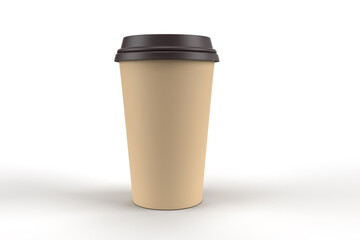 3D Design concept of mockup coffee cup, Copy space for text and logo. Clipping Path included on white background.