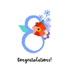 Congratulations on international women's day banner art. Vector illustration. 