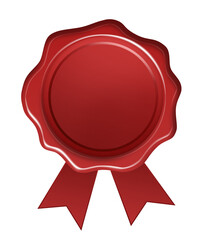 Red wax seal isolated on white background