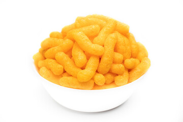cheese puffs in a white bowl, Cheese Doodle Day,  crisp 
