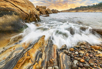 A beautiful landscape of bizarre rock formations on the Pacific coast at Point Lobos State Reserve...