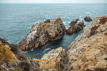 Beautiful landscape, view rocky Pacific Ocean coast at Point Lobos State Reserve in Carmel, California.