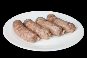 The hunting sausages on a white plate