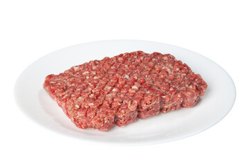 Raw forcemeat on a white plate