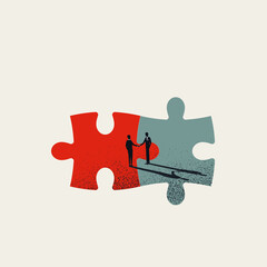 Business merger and acquisition vector concept with businessmen shaking hands, end of negotiation, success. - 417794863