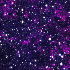 Seamless Starfield with Glowing Stars at Night