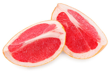 cut of grapefruit isolated on white background. full depth of field. clipping path