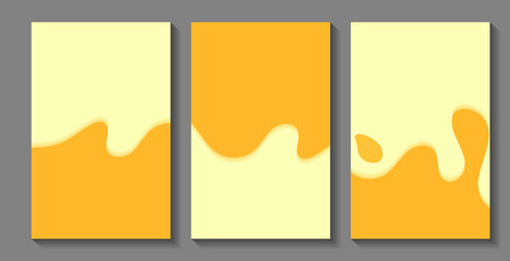 Abstract yellow background cover with liquid wave. Vector illustration in minimal style.