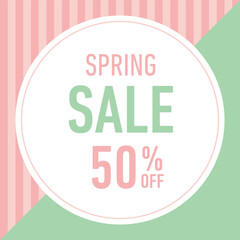 Spring sale 50 off banner 春のセールのバナー