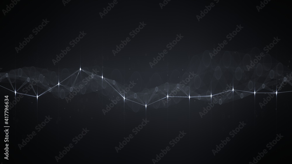 Poster black plexus shape with shallow dof 3d render illustration