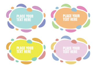 Abstract modern geometric graphic element banners in four colored forms with flowing liquid shapes