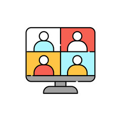Online meeting color line icon. Pictogram for web page, mobile app