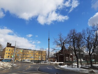 Fototapeta na wymiar Winter urban landscape, industrial area