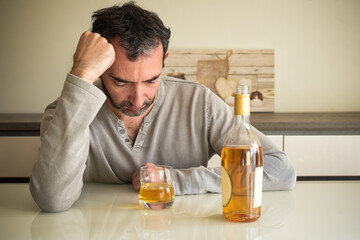 caucasian man addicted to alcohol