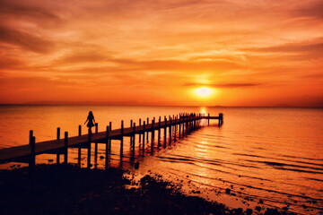 Fototapeta na wymiar Sunset at Kep Sailing Club, Cambodia