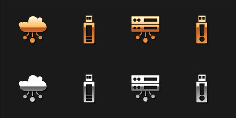 Set Internet of things, USB flash drive, Server, Data, Web Hosting and icon. Vector.