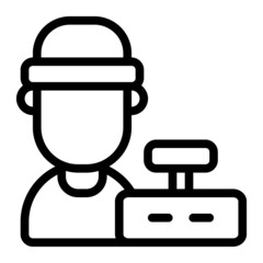 Cashier icon with outline style. Suitable for website design, logo, app and UI.