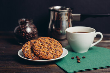 sweets on the table cookies gingerbread cookies a cup of coffee