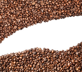 aromatic coffee beans on white background