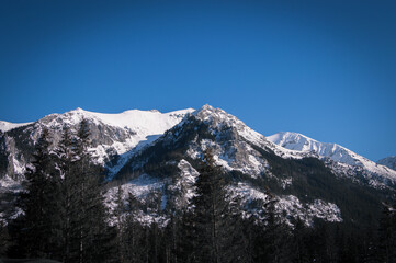 melting snow on top of the mountain