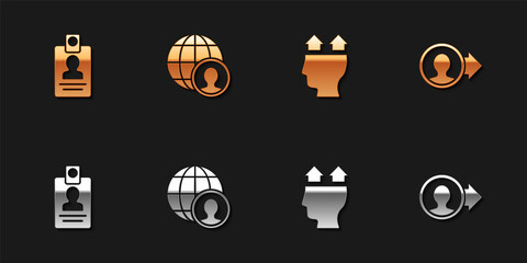 Set Identification badge, Globe and people, User of man and Create account screen icon. Vector.