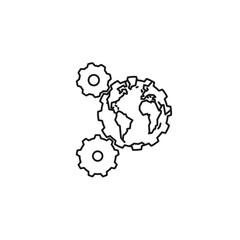 The Earth as a cogwheel in a transmission vector line icon