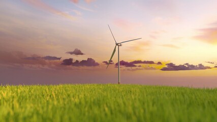 Fototapeta na wymiar Renewable energy, eco-friendly wind power generation in the open field.